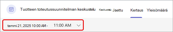 Kokouskertauksen näkymä Teamsissa