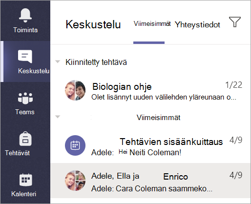 Valitse Keskustelu sovelluspalkista.