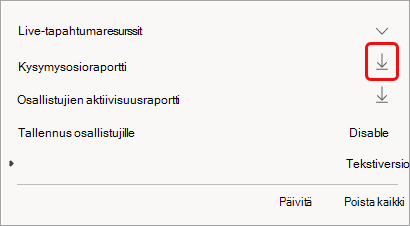Raportti on saatavilla tapahtuman jälkeen
