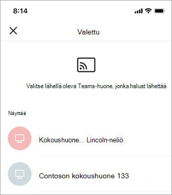 Valitse käytettävissä oleva näyttö
