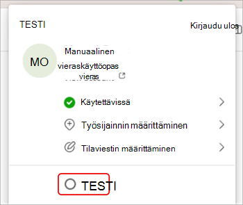 Näyttökuva, jossa näytetään, miten voit vaihtaa organisaatiota Microsoft Teamsissa.