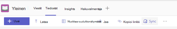 Synkronoi-painike Files-välilehdessä