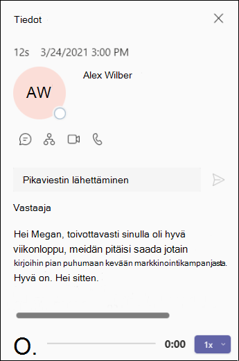 Teams-Voicemail-Details-näyttö