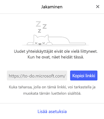 Näyttökuva, jossa näkyy Jakaminen-valikko