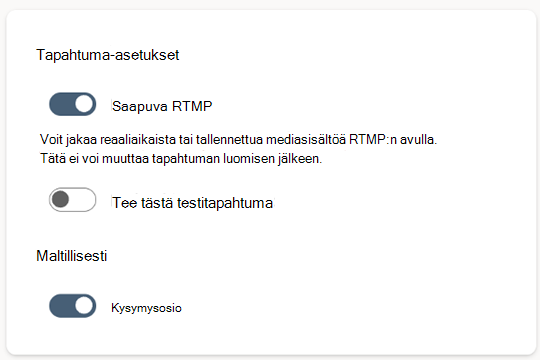 Reaaliaikaisen viestinnän protokollan asetukset