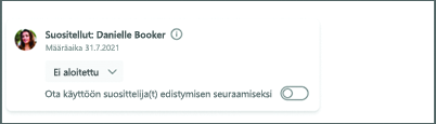 Kuva tilanvaihtopainikkeesta, joka ottaa edistymisen seurannan käyttöön.