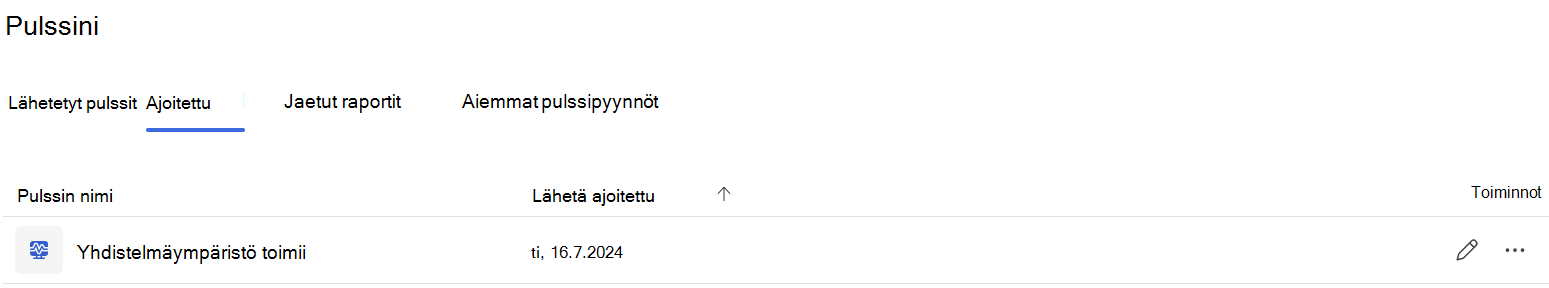 Ajoitettu yksittäinen yhdistelmäympäristön työpulssipyyntö