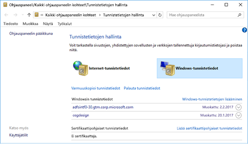 Tunnistetietojen hallinta Windowsissa