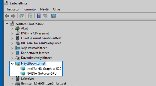 Laitehallinta ja näyttösovittimet