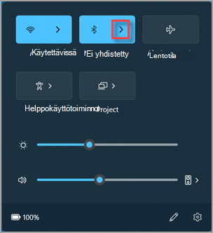 Pika-asetusten Bluetooth-laitteiden hallinta -painike.