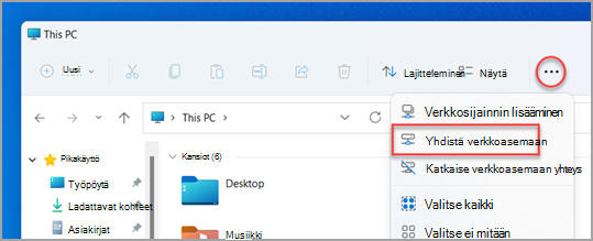 MAP-verkkoaseman etsiminen Windows 11:n Resurssienhallinnasta