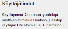 Langattoman verkon raportissa näkyvät käyttäjätiedot