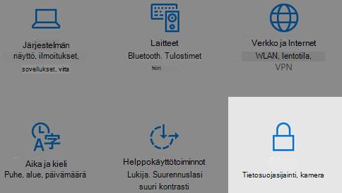 Mistä löydät tietosuoja-asetukset Windows 10:ssa.