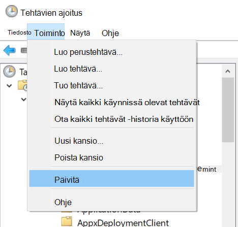 Toimintopäivityksen valitseminen > Tehtävien ajoituksessa.