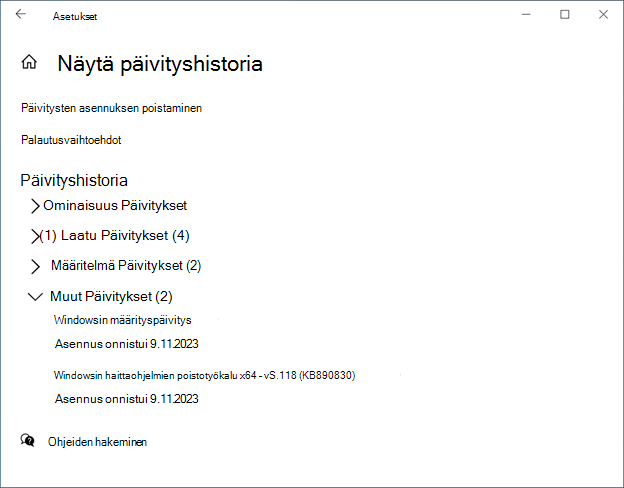Päivityshistoria
