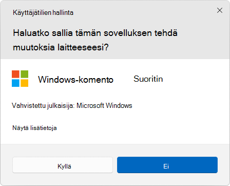 Screenshot of the UAC dialog box.