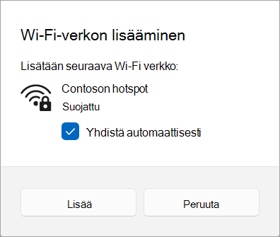 Wi-Fi verkoston lisääminen Windows 11.