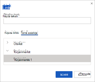 Kirjanmerkin valintapaneeli