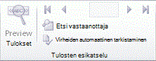 Postitukset-välilehti Esikatsele tuloksia -ryhmä