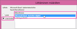 Microsoft Excelin valitseminen