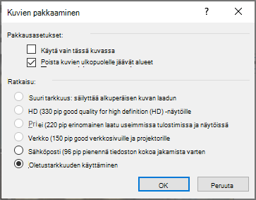 Näyttökuva kuvien pakkauksesta