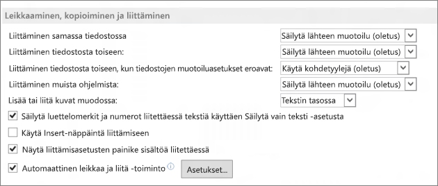 Word 2013:n leikkaus-, kopiointi- ja liittämisvaihtoehdot