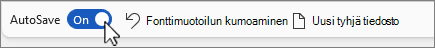Pikatyökalurivin näyttökuvan Automaattinen tallennus -painike.