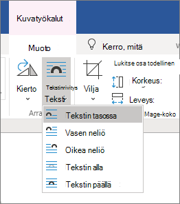Tekstin rivitysasetukset