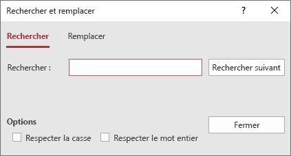 Boîte de dialogue Rechercher et remplacer