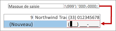 Masque de saisie pour les numéros de téléphone