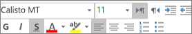 Mini toolbar
