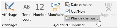 Capture d’écran du groupe Ajouter & Supprimer sous l’onglet Champs.