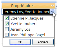 Liste déroulante de zone case activée à l’état ouvert.