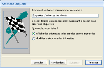 Dernière page de l’Assistant Étiquette