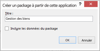 Boîte de dialogue Créer un package à partir de cette application