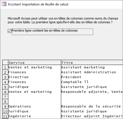Importation de données depuis Excel
