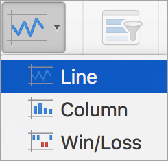 Options du menu Graphiques sparkline