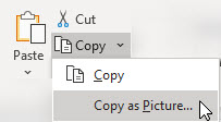 Pour copier une plage de cellules, un graphique ou un objet, accédez à Accueil > Copier > en tant qu’image.