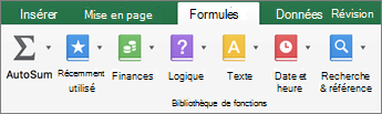 Sous l’onglet Formules, cliquez sur texte.