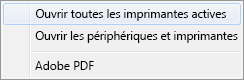 Sélectionnez Ouvrir toutes les imprimantes actives.