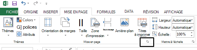 Onglet Mise en page