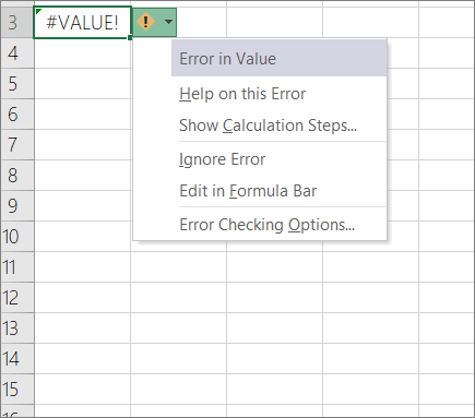 Liste déroulante apparaissant à côté de l’icône Trace Value (Tracer la valeur)