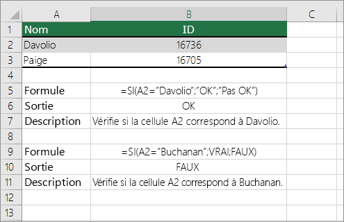 Exemples IF