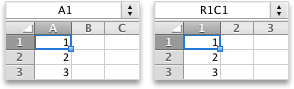 Styles de référence de cellule A1 et R1C1