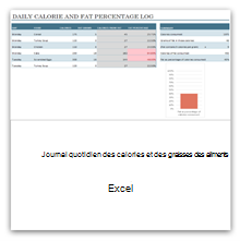 Sélectionnez cette option pour obtenir le modèle de journal quotidien des calories et des matières grasses.