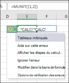 #CALC de tableau imbriqué ! Erreur