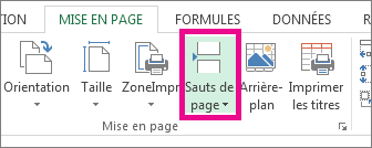 Sous l’onglet Mise en page, cliquez sur Sauts