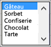 Exemple de zone de liste