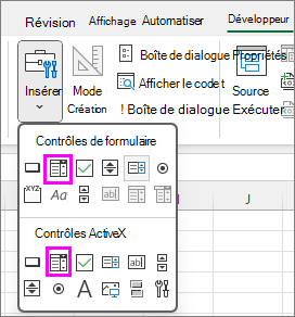 Insérer une zone de liste modifiable