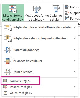 Bouton Mise en forme conditionnelle sous l’onglet Accueil